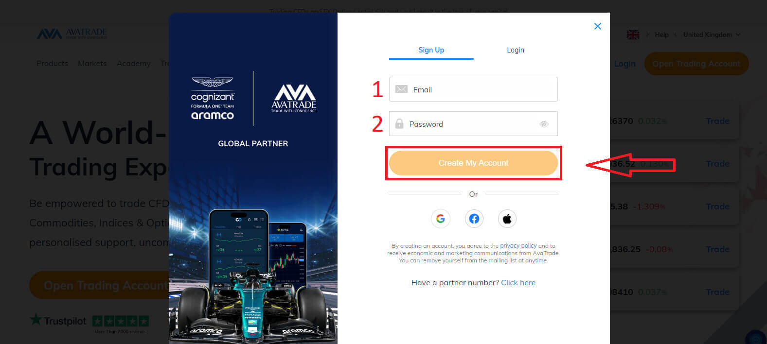 Come aprire un conto demo su AvaTrade